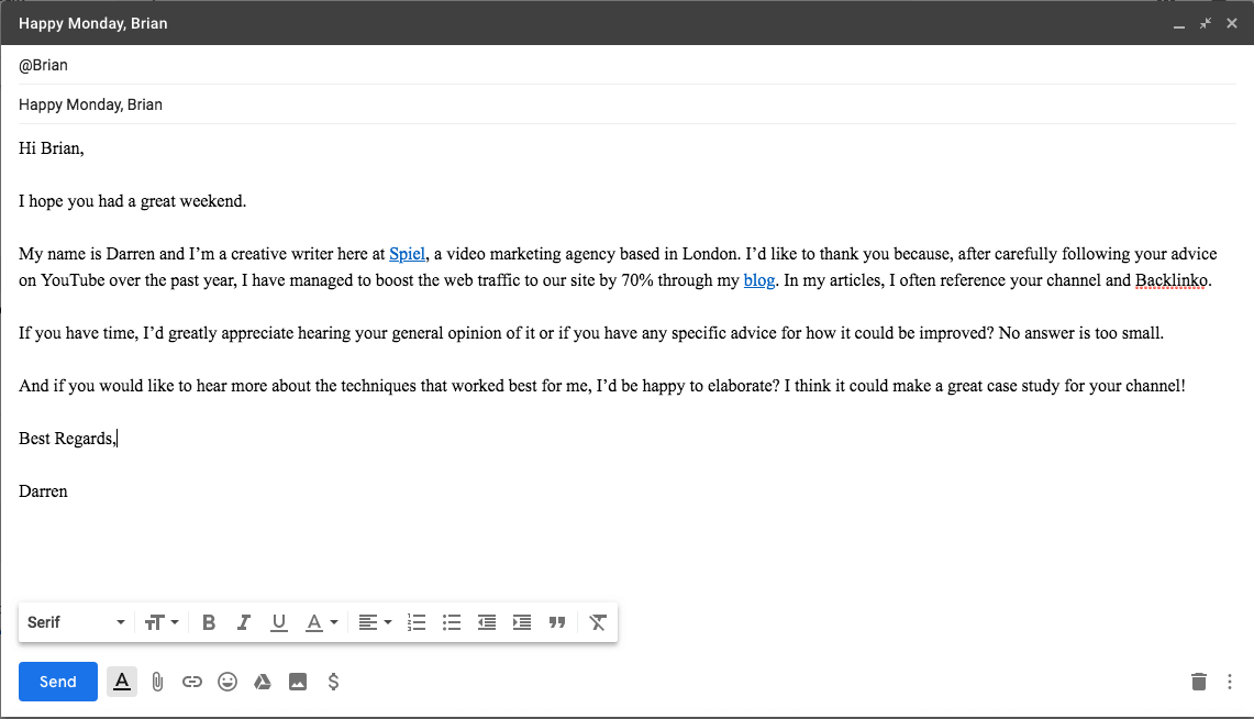 Outreach Email Sample