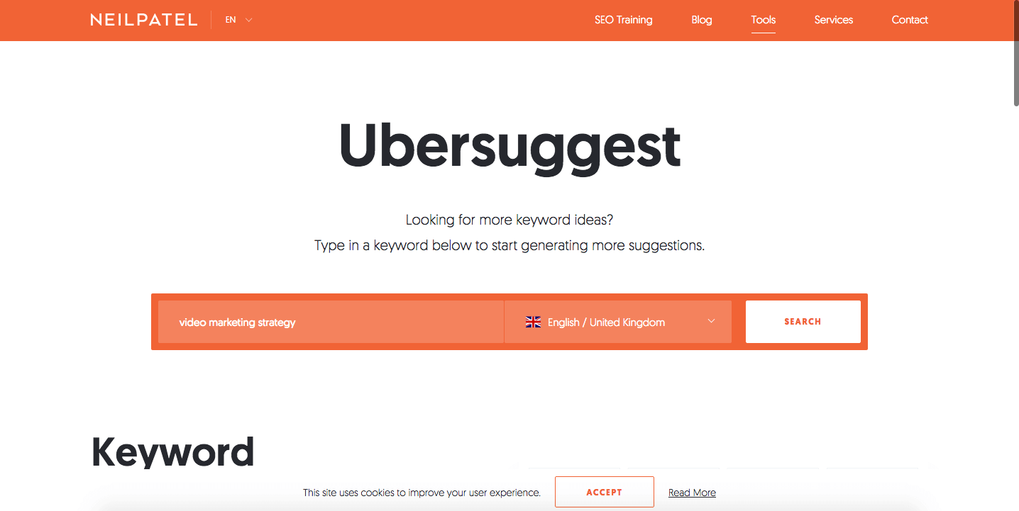 Ubersuggest Tool